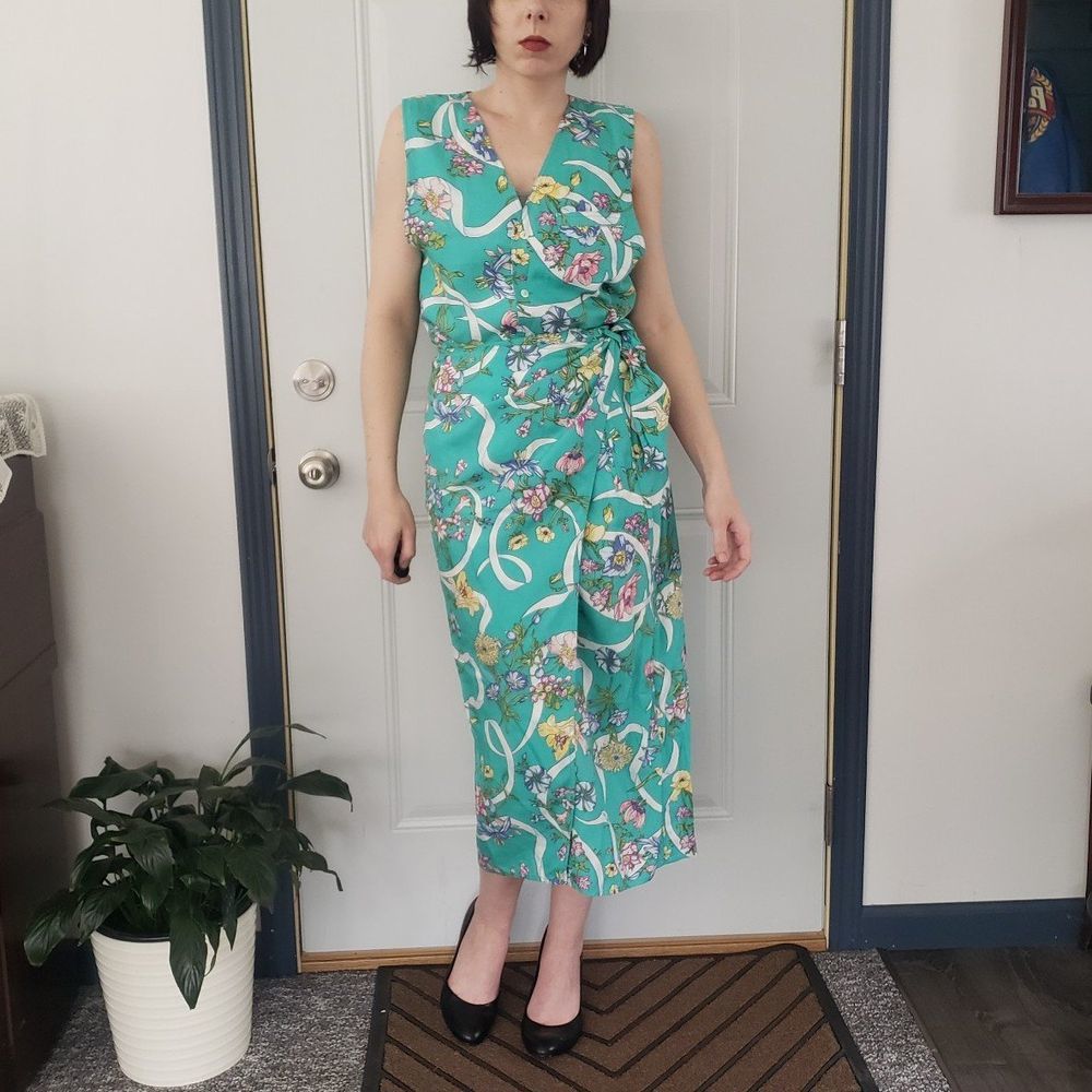 90s Liz‎ Claiborne Tropical wrap Skirt Set